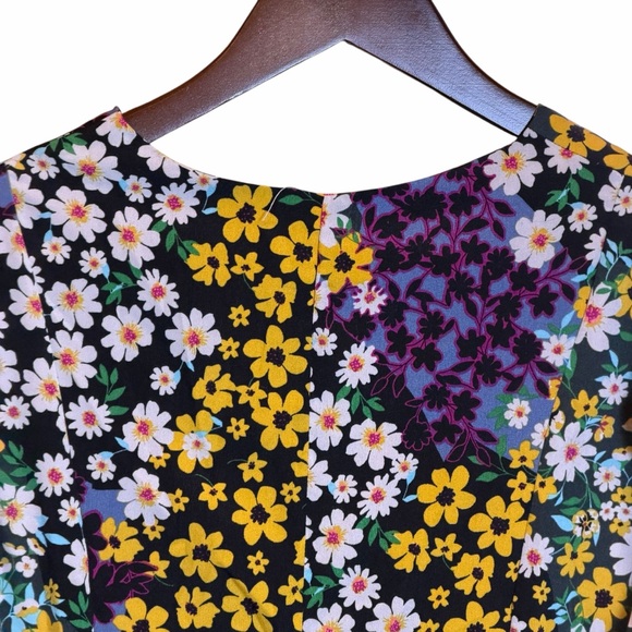 ASOS Floral Midi Dress Patchwork Ditsy Print Puff Sleeve V Neck Womens US 6 - Picture 6 of 12